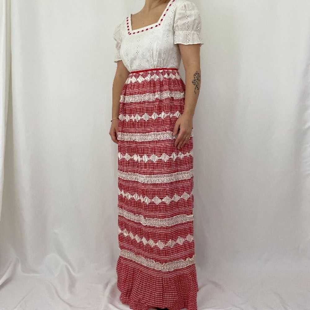 1970s Vintage Backless Prairie Gingham Dress - image 3