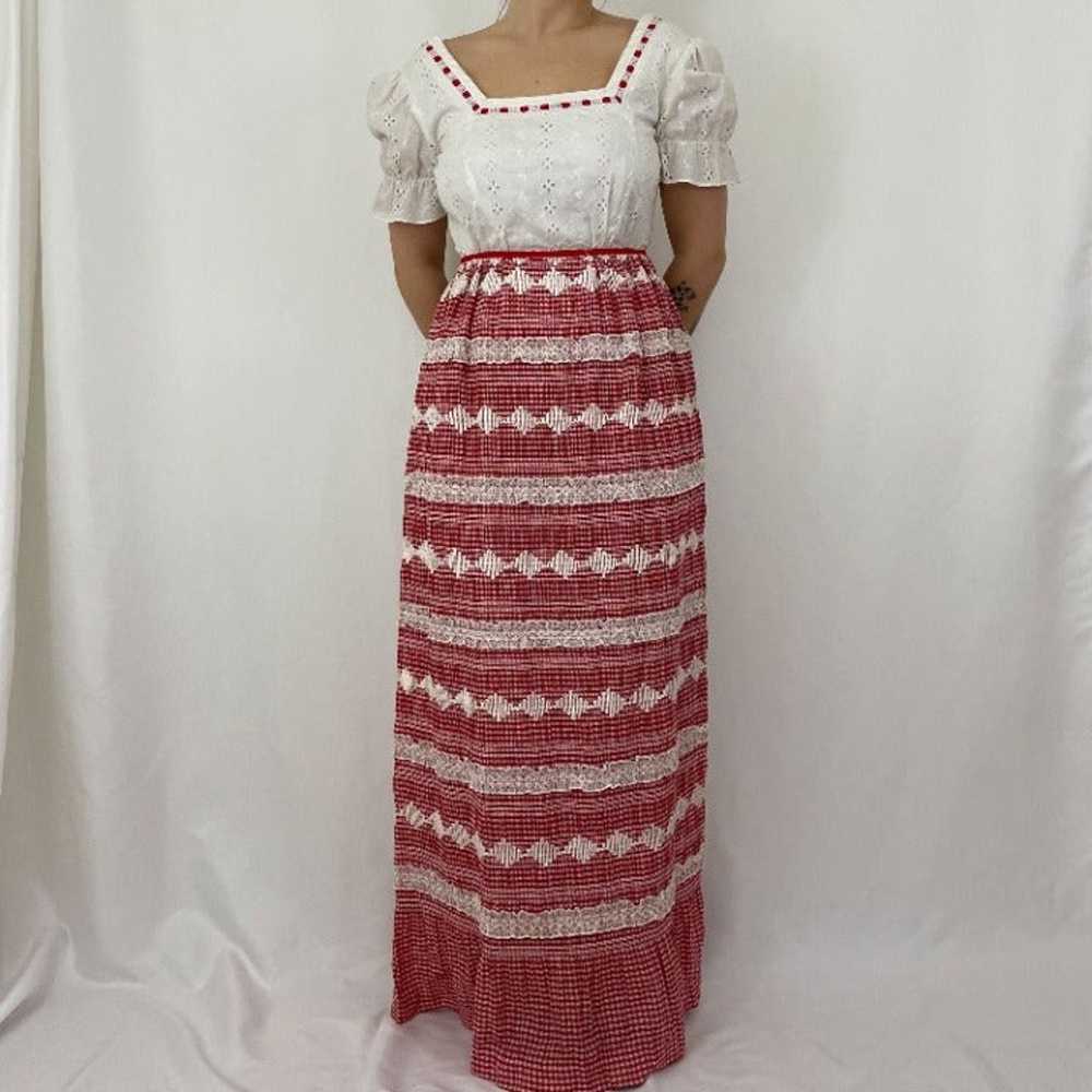 1970s Vintage Backless Prairie Gingham Dress - image 4