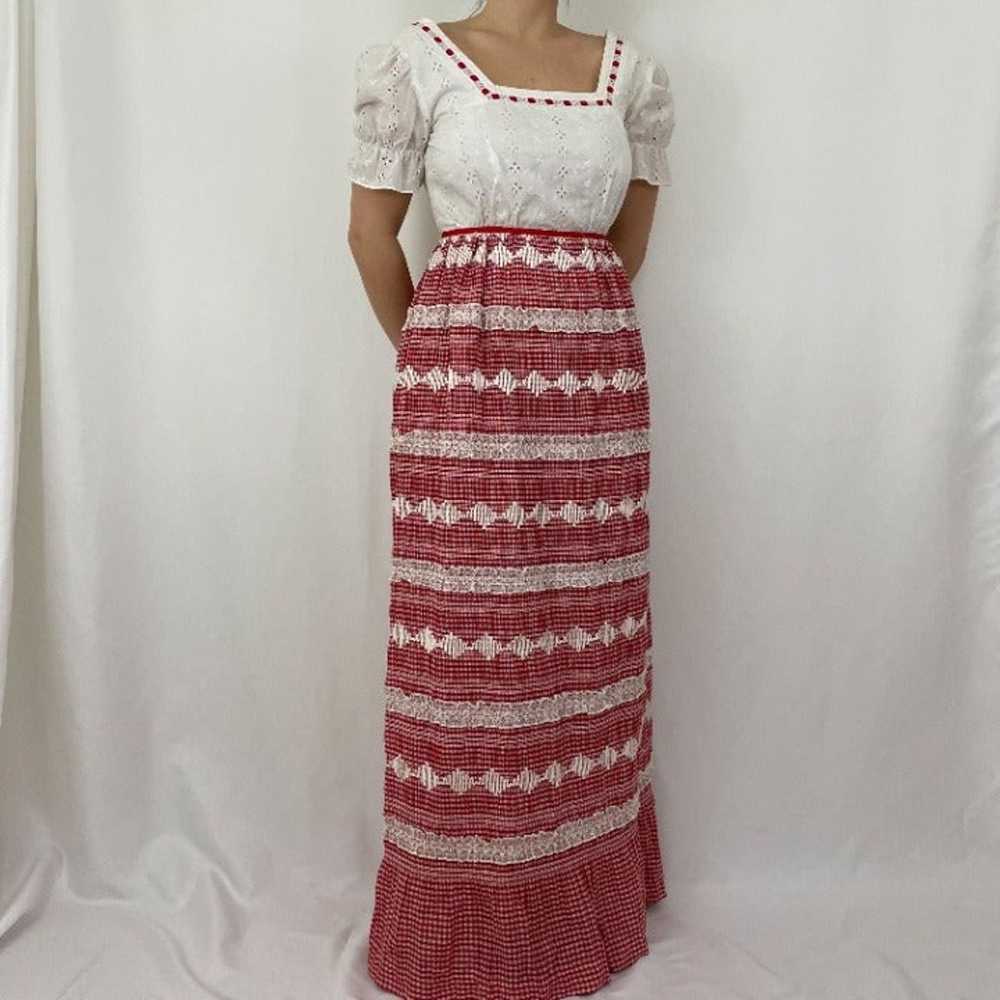 1970s Vintage Backless Prairie Gingham Dress - image 6