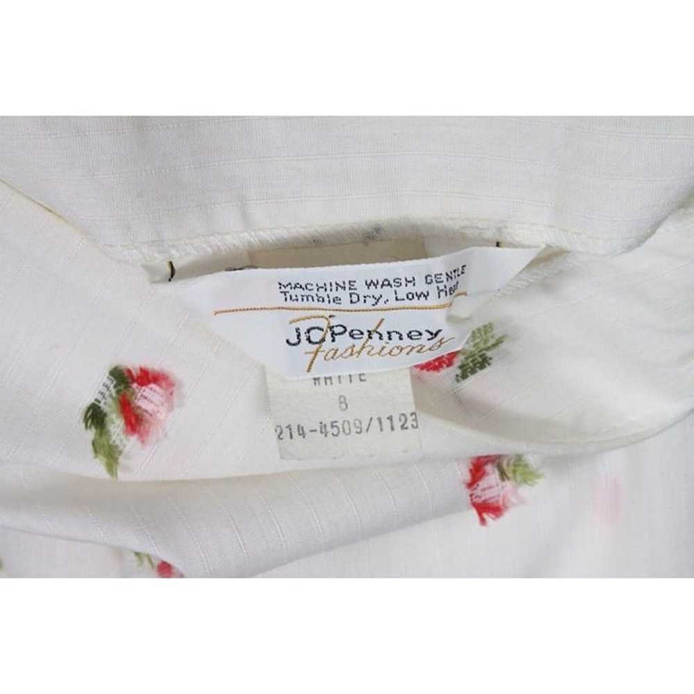 VTG 80's JC Penney White Embroidered Floral Dress… - image 6