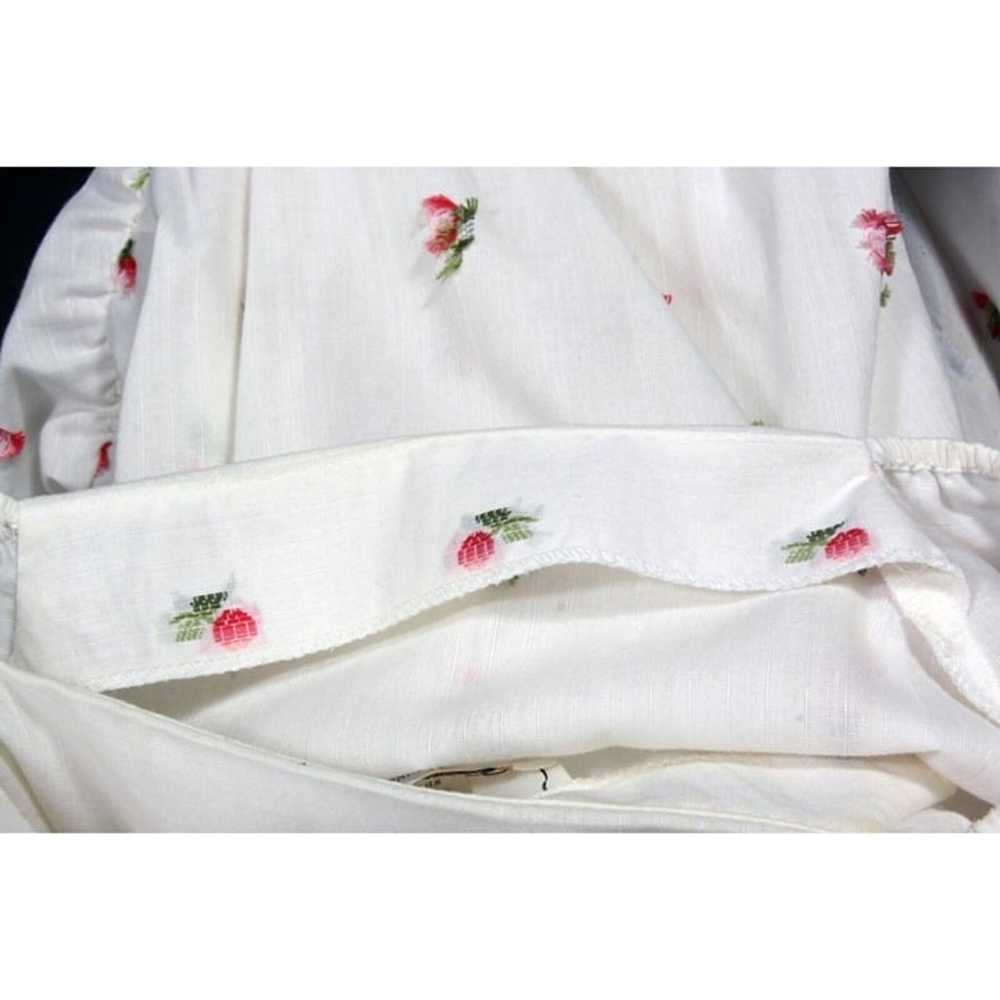 VTG 80's JC Penney White Embroidered Floral Dress… - image 7