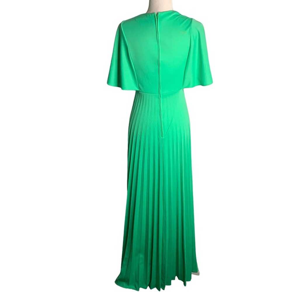 Vintage 70s Accordion Pleat Maxi Dress S Green Fl… - image 7