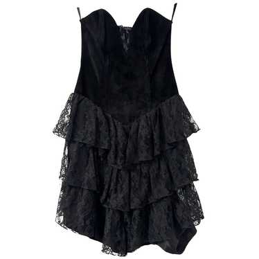 SIMPLY RED Vintage Black Witchcore Suade Lace Bus… - image 1