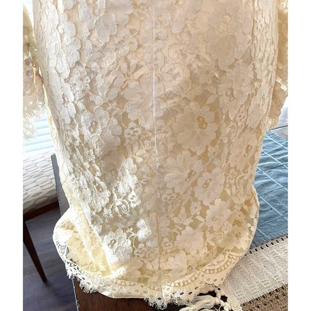 Lace Over Satin Wedding Dress Vintage Homemade Fi… - image 10