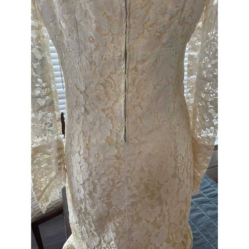 Lace Over Satin Wedding Dress Vintage Homemade Fi… - image 11