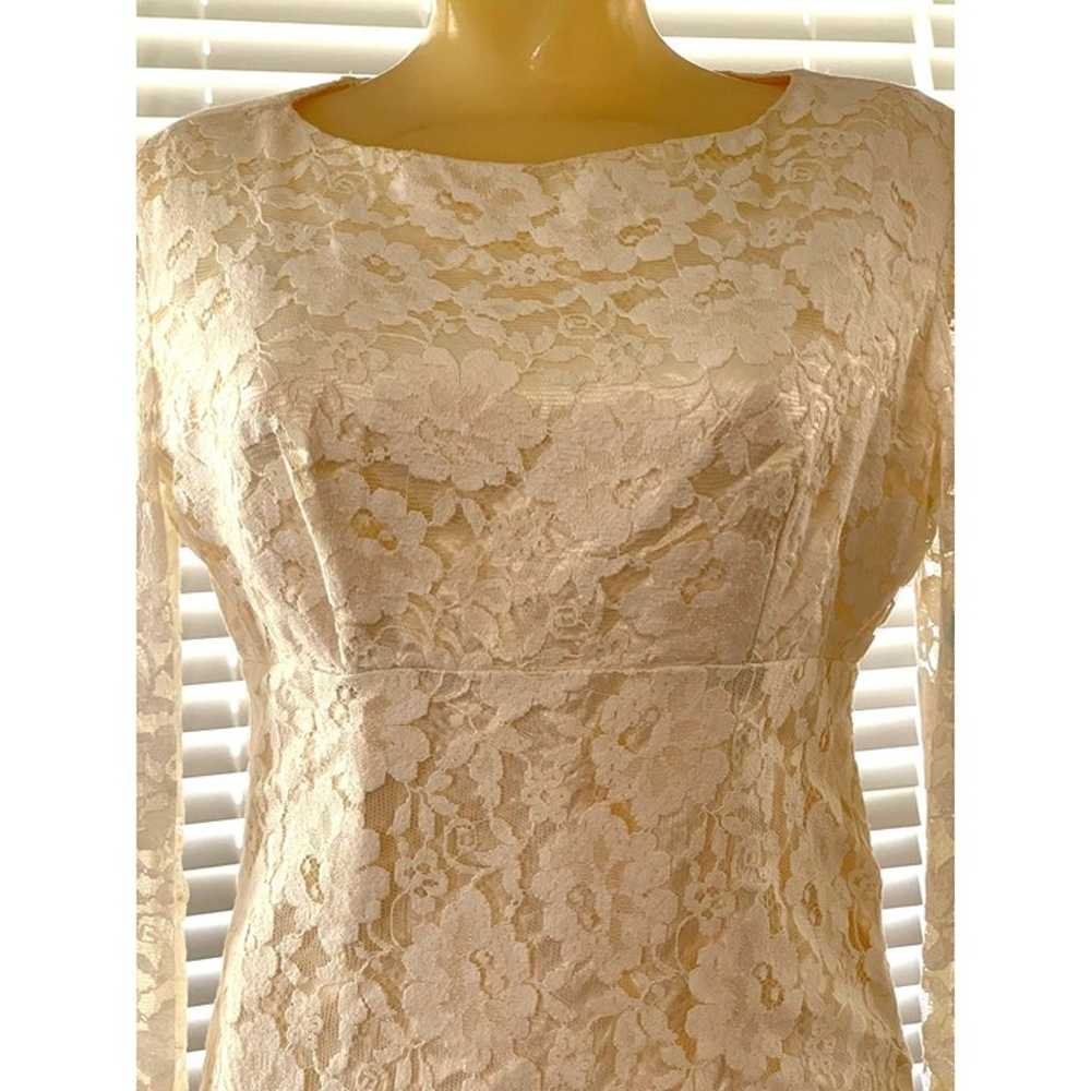 Lace Over Satin Wedding Dress Vintage Homemade Fi… - image 3