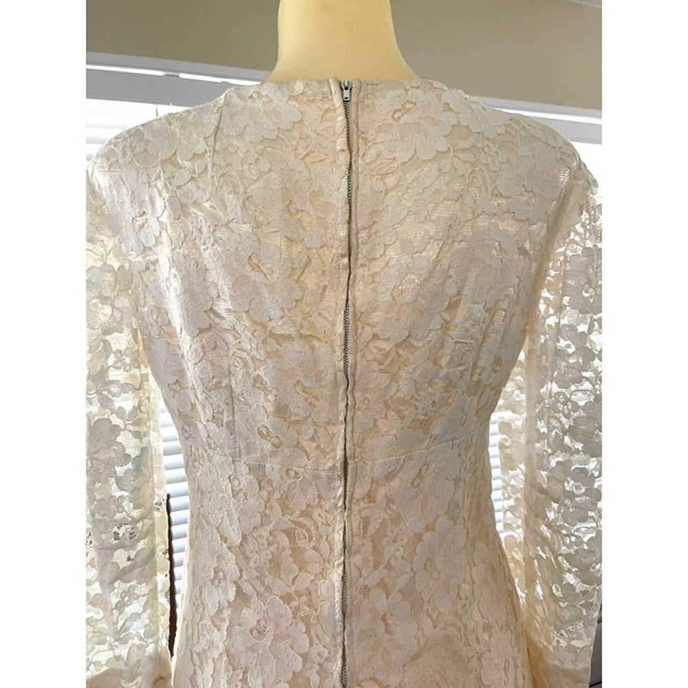 Lace Over Satin Wedding Dress Vintage Homemade Fi… - image 8