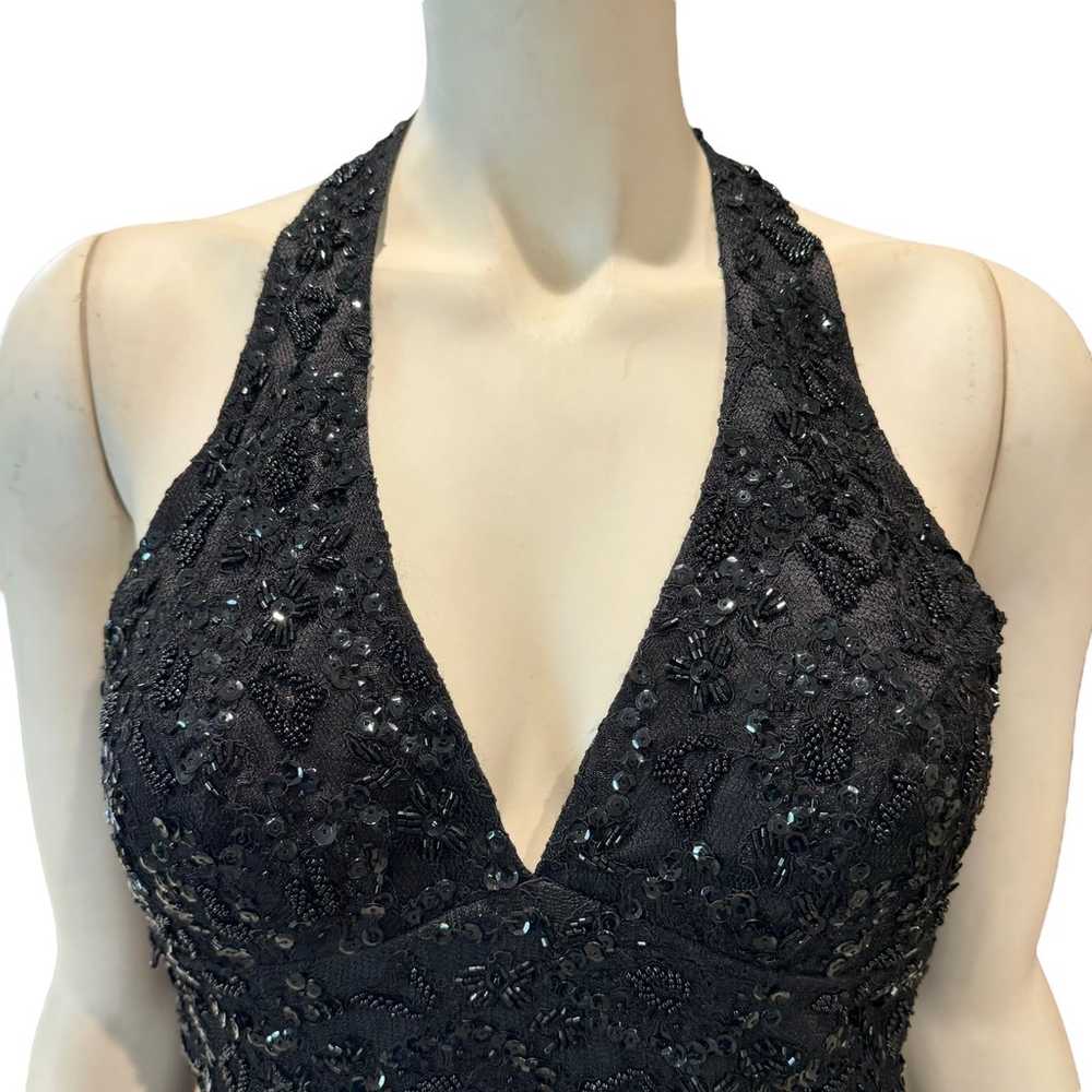 Vintage Beaded and Sequined Satin Halter Corset G… - image 3