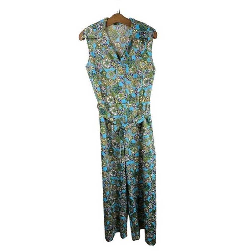 Handmade Vintage 70s Floral Medallion Jumpsuit Co… - image 1