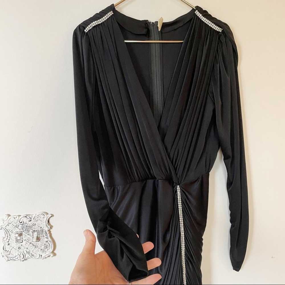 Amazing Vintage Black Ruched Column Draped Deep-V… - image 2