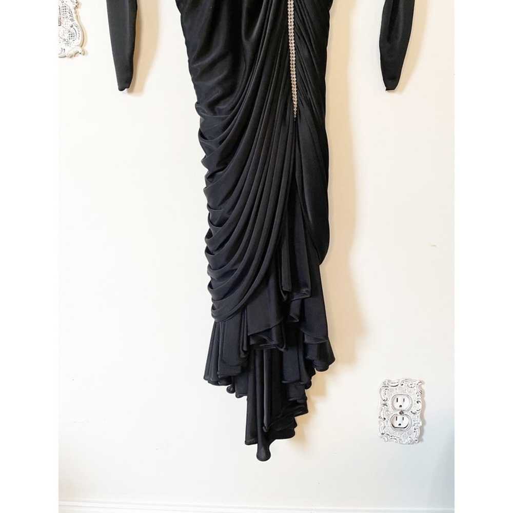 Amazing Vintage Black Ruched Column Draped Deep-V… - image 5