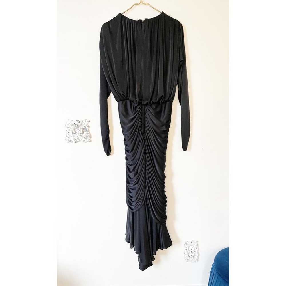 Amazing Vintage Black Ruched Column Draped Deep-V… - image 9