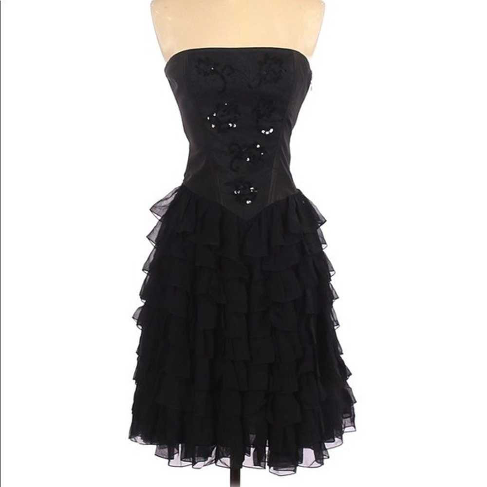 Vintage Betsey Johnson strapless layered ruffles … - image 1