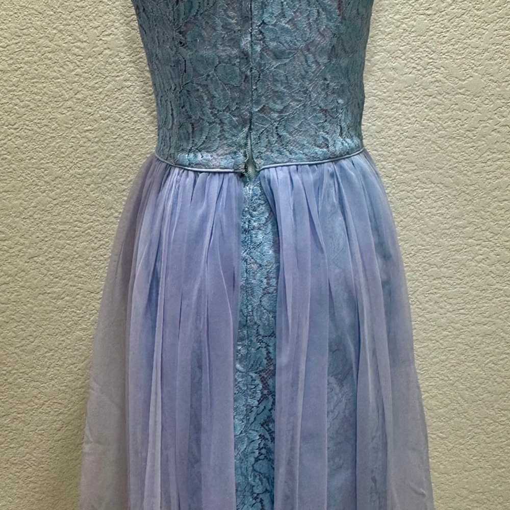 1950s vintage elegant blue lace dress with sheer … - image 7