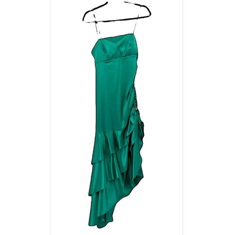 Vintage 80s green satin mermaid style long dress … - image 1