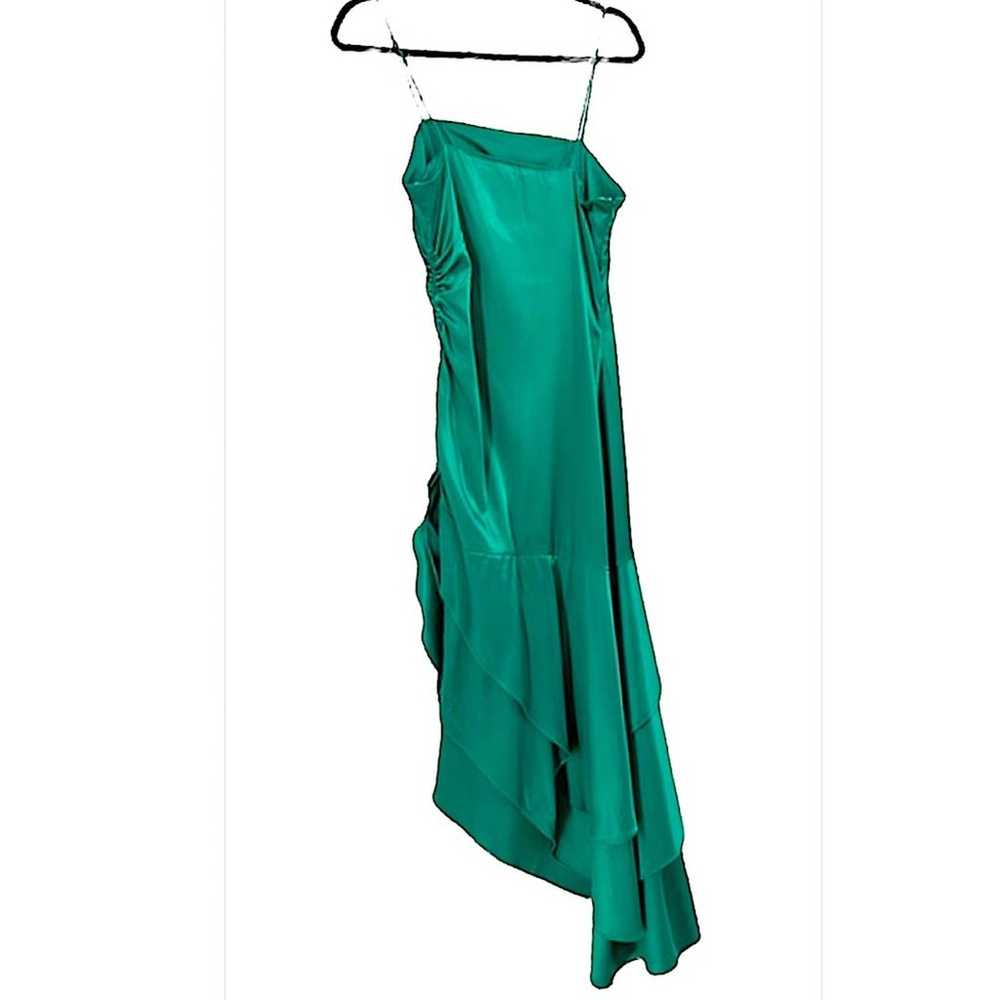 Vintage 80s green satin mermaid style long dress … - image 2