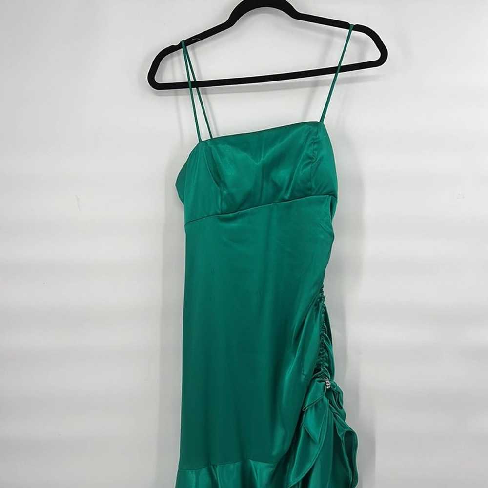 Vintage 80s green satin mermaid style long dress … - image 3