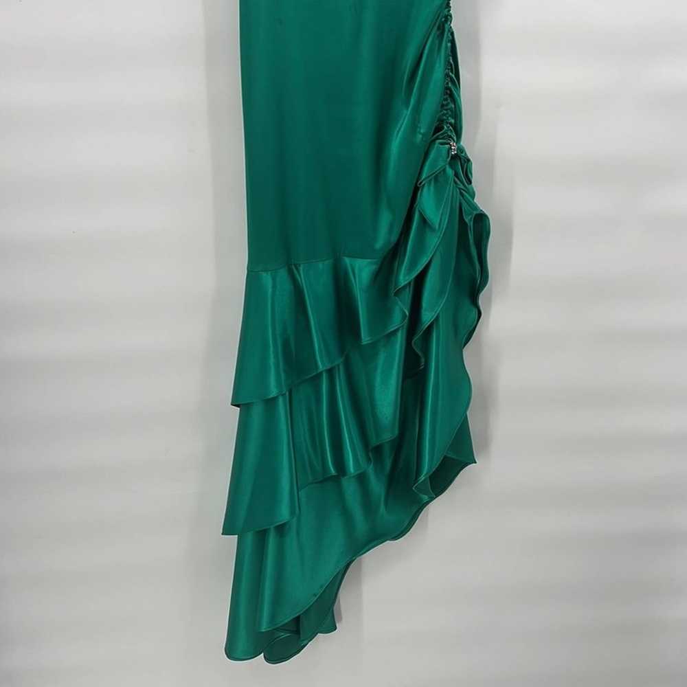 Vintage 80s green satin mermaid style long dress … - image 4