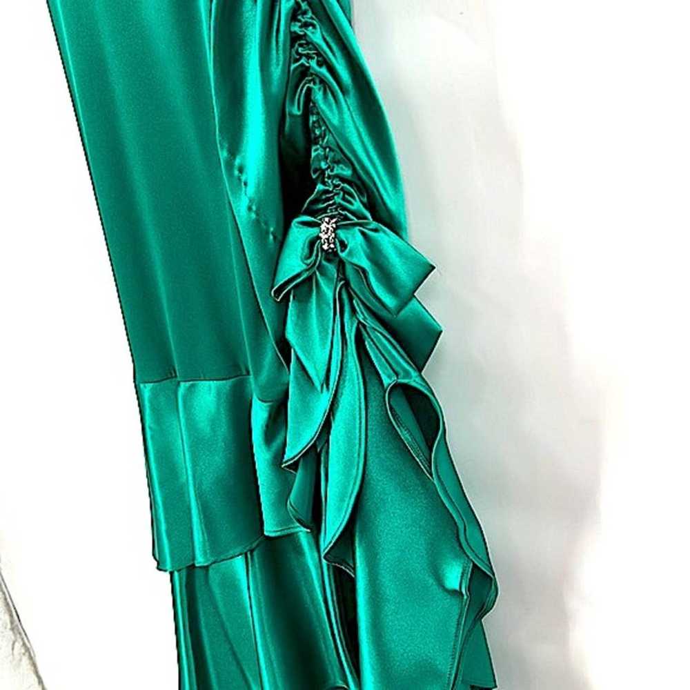 Vintage 80s green satin mermaid style long dress … - image 5