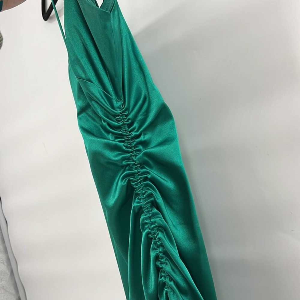 Vintage 80s green satin mermaid style long dress … - image 6