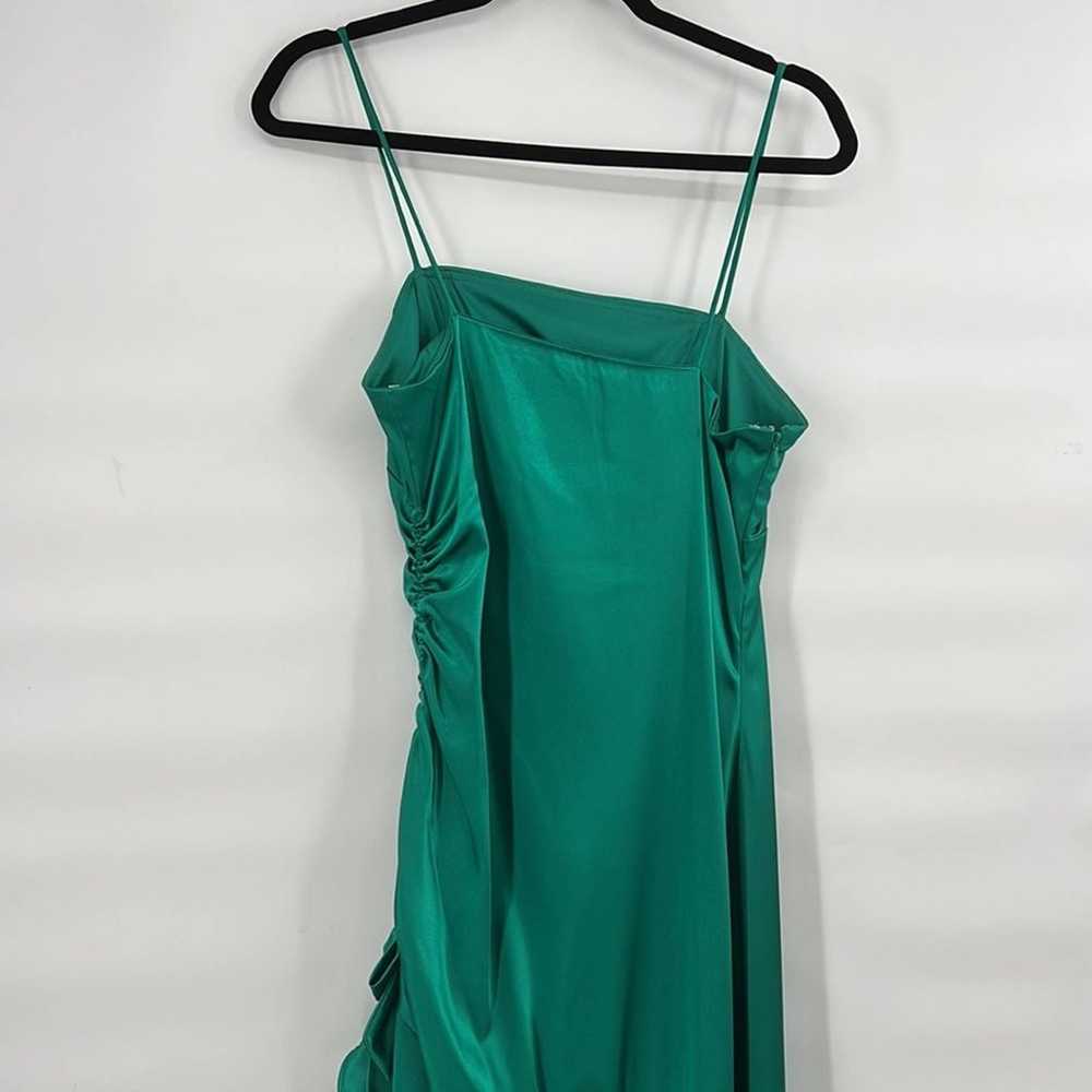 Vintage 80s green satin mermaid style long dress … - image 7