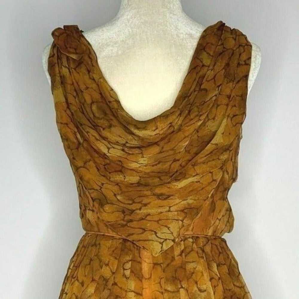 Vintage 50s Sheer Overlay Dress S Brown - image 7