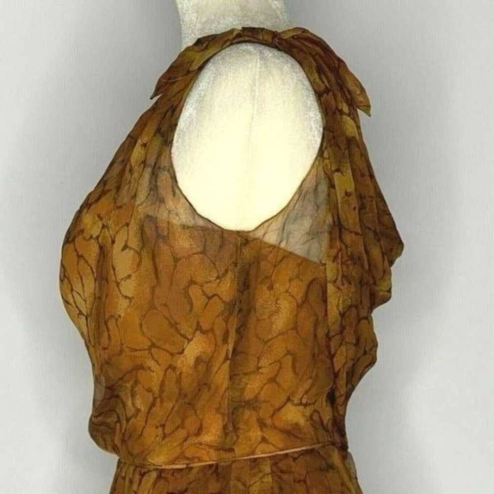 Vintage 50s Sheer Overlay Dress S Brown - image 8