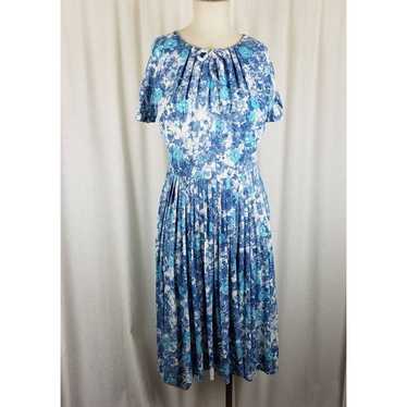 Vintage Wilshire of Boston Blue Floral Twirl Day … - image 1