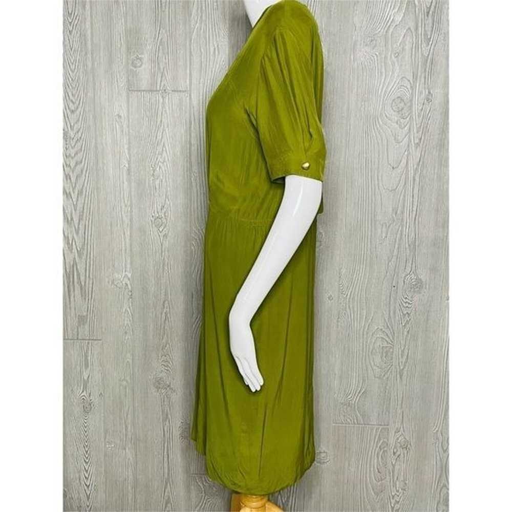 Vintage Liz Claiborne silk green dress with butto… - image 2