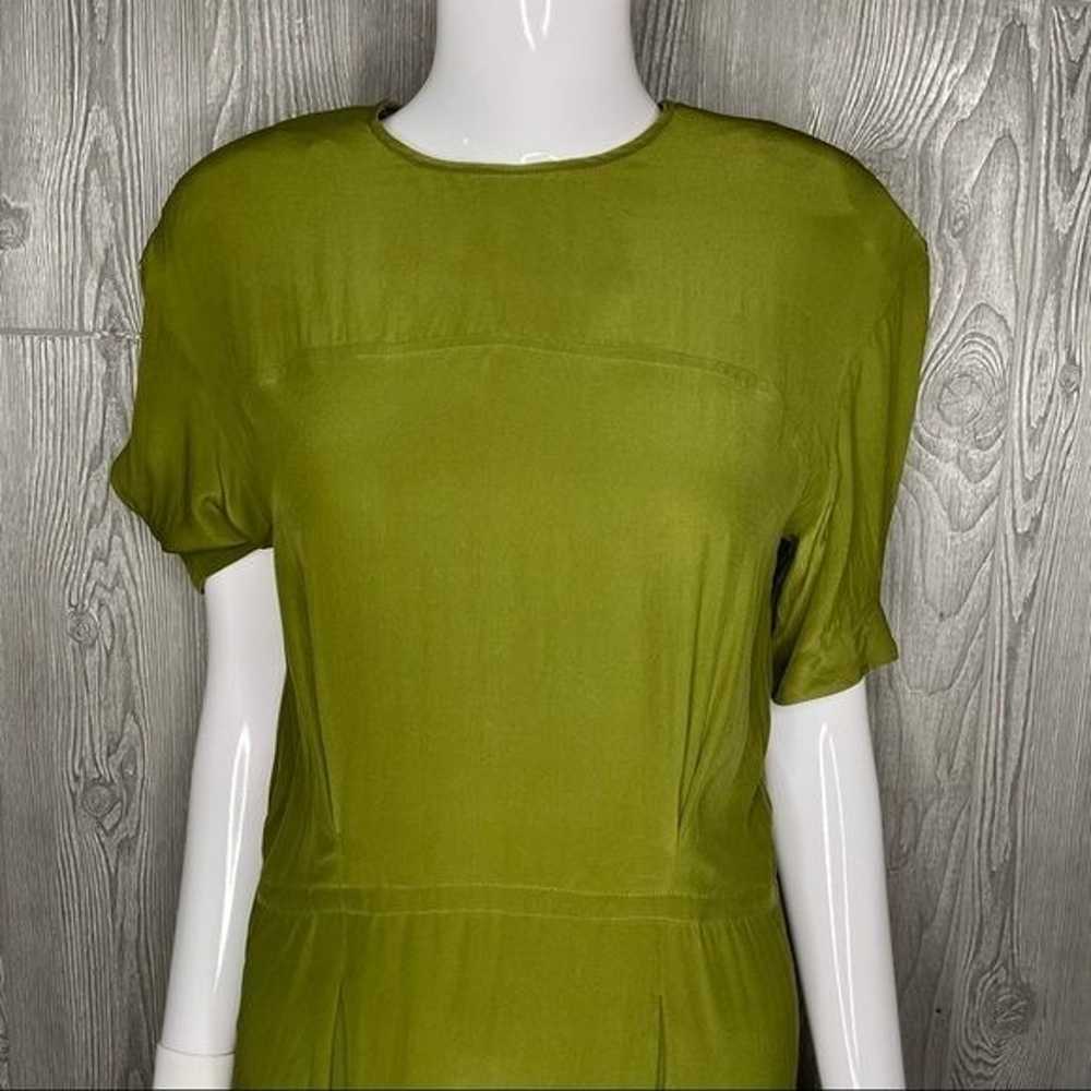 Vintage Liz Claiborne silk green dress with butto… - image 4