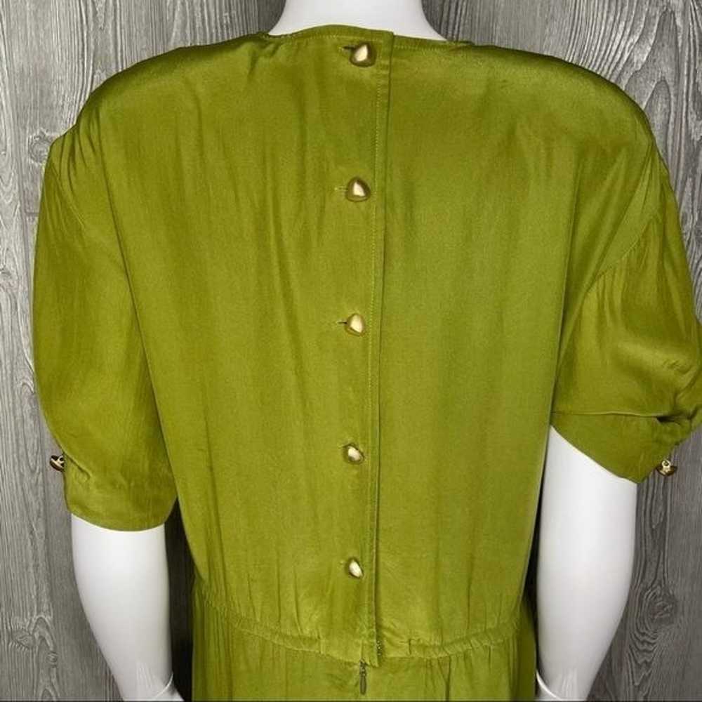 Vintage Liz Claiborne silk green dress with butto… - image 6