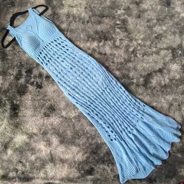 VTG Crochet Knit Mermaid Maxi Dress - image 1