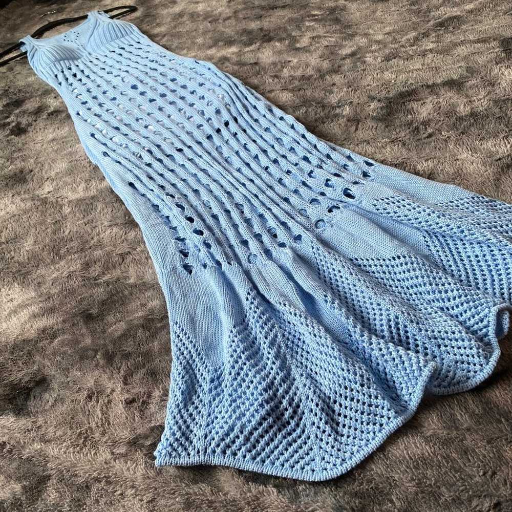 VTG Crochet Knit Mermaid Maxi Dress - image 3