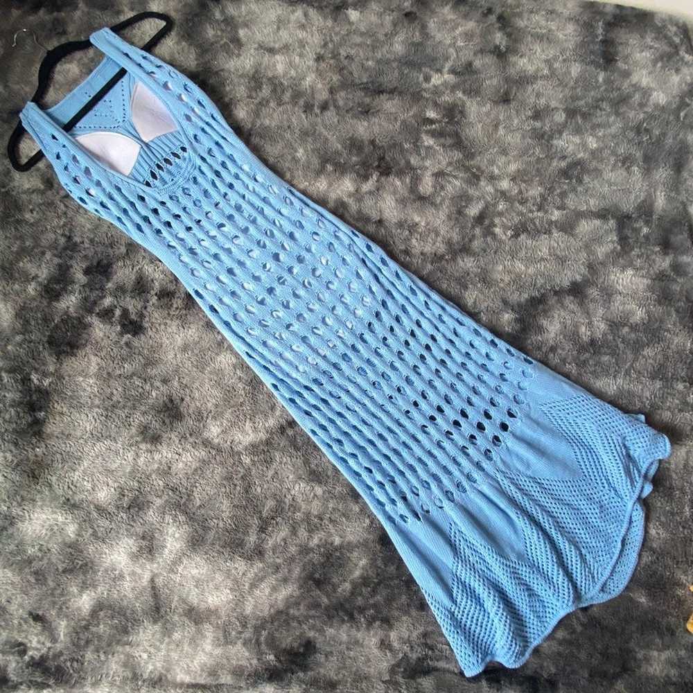 VTG Crochet Knit Mermaid Maxi Dress - image 4