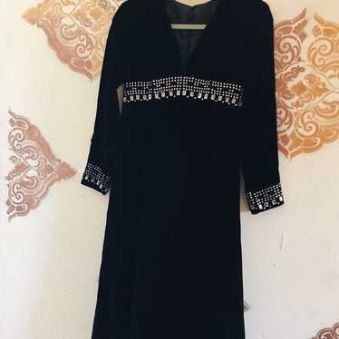 Black Velvet Formal Dress With Crystals