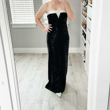 St John Knit Strapless Evening Gown