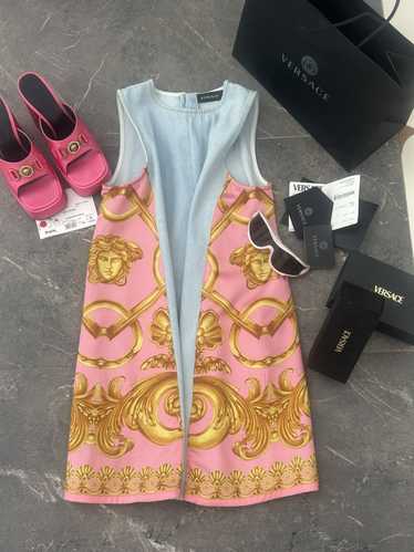 Versace Versace Pink MEDUSA BAROQUE Denim Jeans Mi