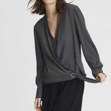 Rag & Bone Felix Popover Top In Black & White Str… - image 1