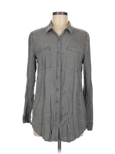 BP. Women Gray Long Sleeve Button-Down Shirt M