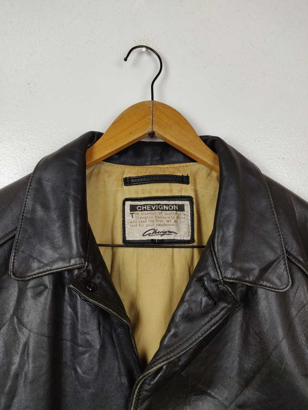 Chevignon × Leather Jacket × Vintage Vintage Chev… - image 2