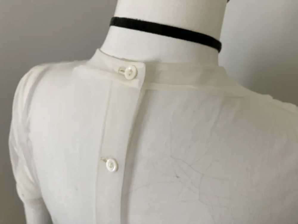 Vintage 1940s Sheer Creamy White Blouse Tucks Fan… - image 6