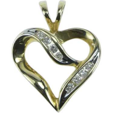 14K Classic Diamond Vintage Heart Love Symbol Pend