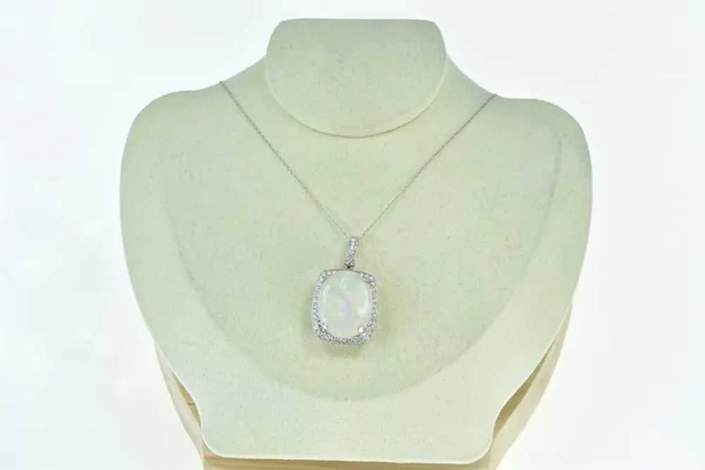 18K Massive Natural Opal 0.83 Ctw Diamond Pendant… - image 5