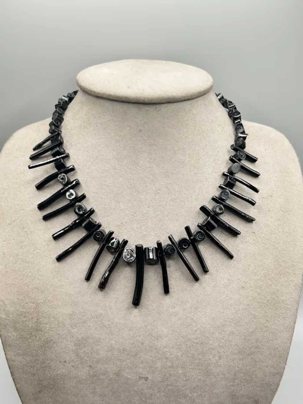 Vintage Natural Black Coral Necklace Graduated br… - image 3