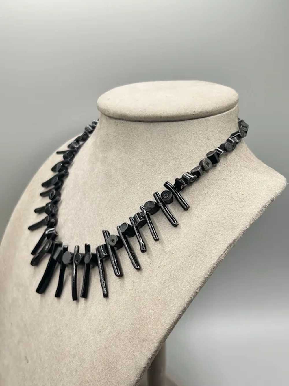 Vintage Natural Black Coral Necklace Graduated br… - image 6