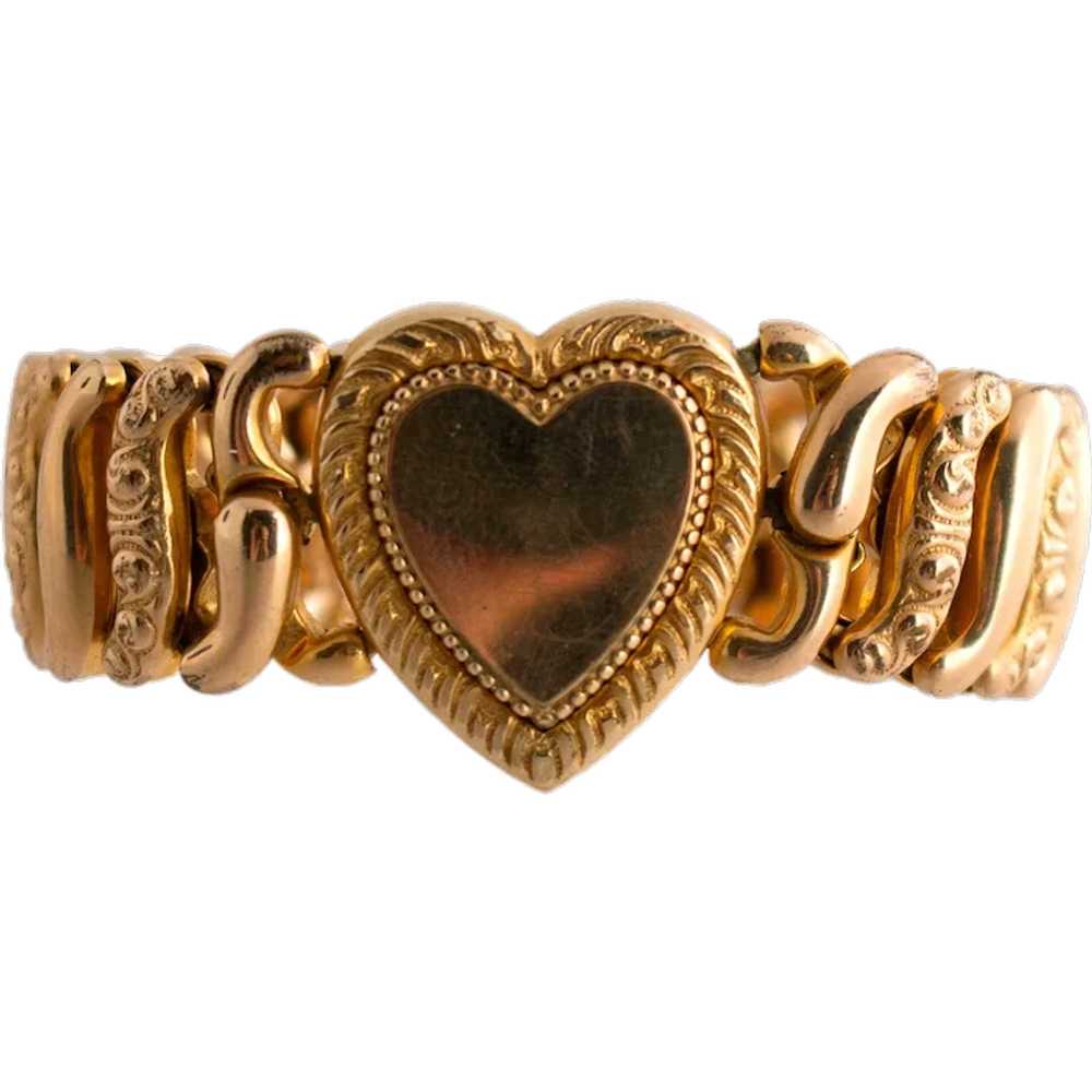 Vintage Gold-Filled Sweetheart Stretch Bracelet b… - image 1