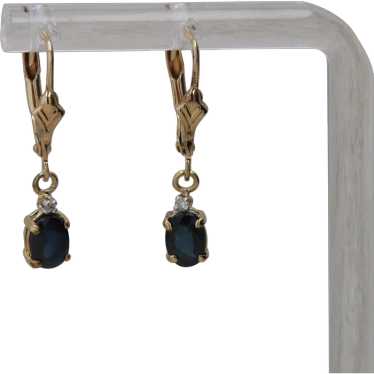 10k Yellow Gold Oval Sapphire and Diamond Dangle E