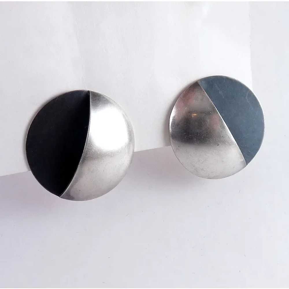 Signed Sterling Silver Eclipse Half Pocket Circle… - image 3