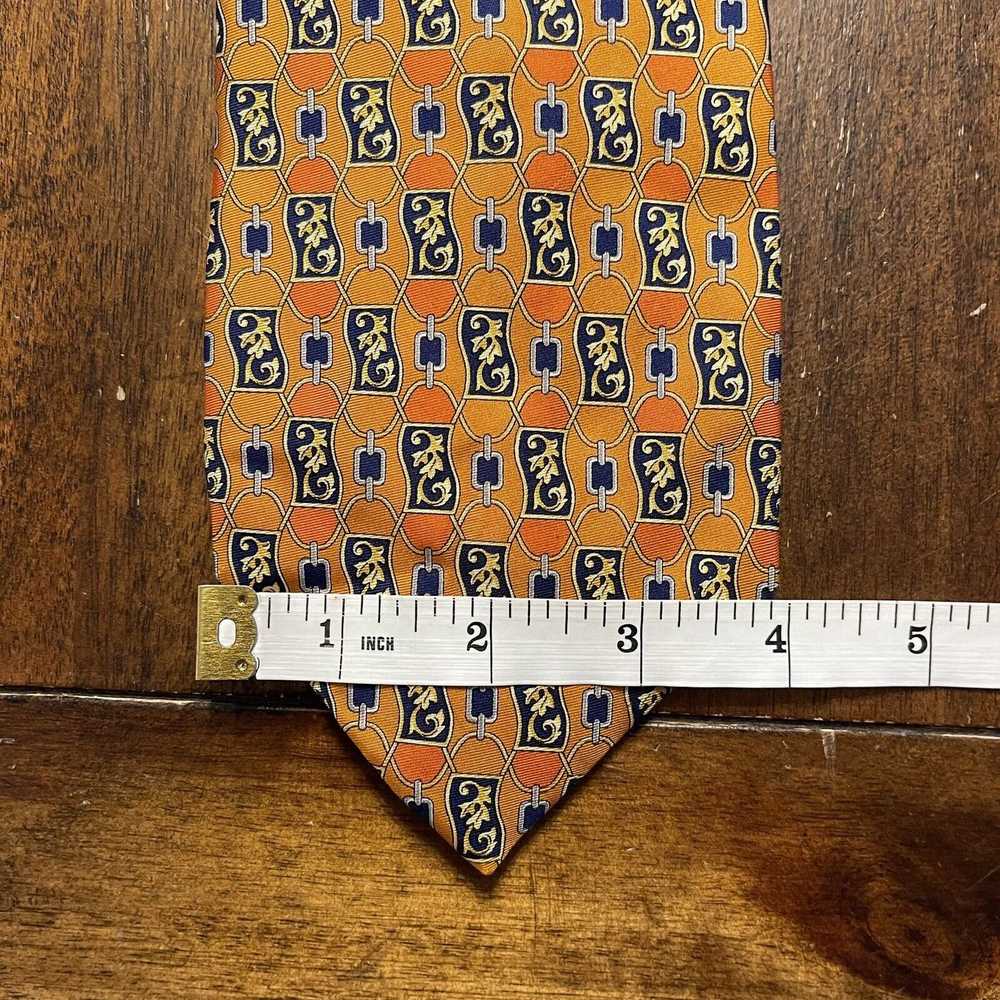 Fendi Vtg Fendi silk tie 58" × 4" Orange Geometri… - image 8