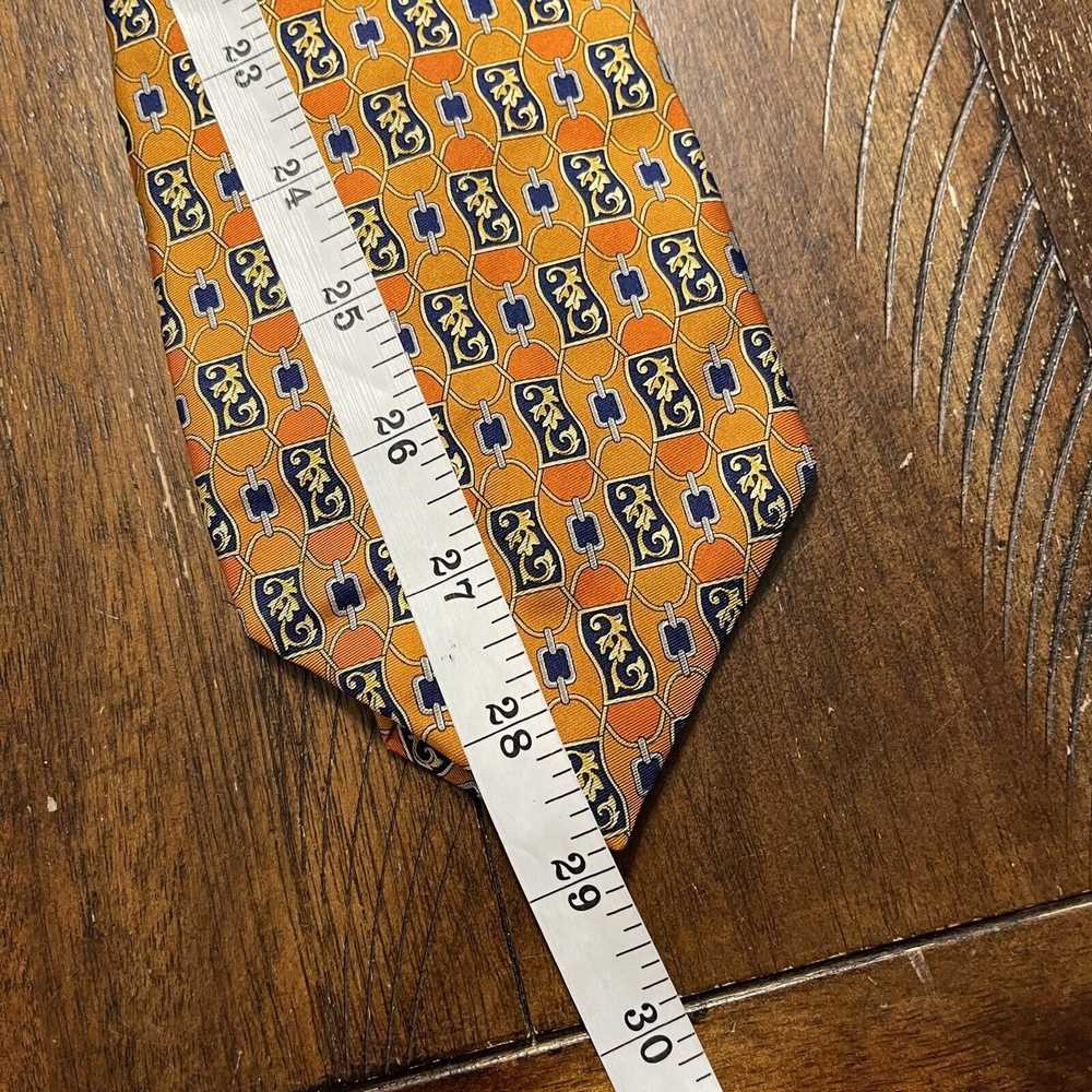 Fendi Vtg Fendi silk tie 58" × 4" Orange Geometri… - image 9